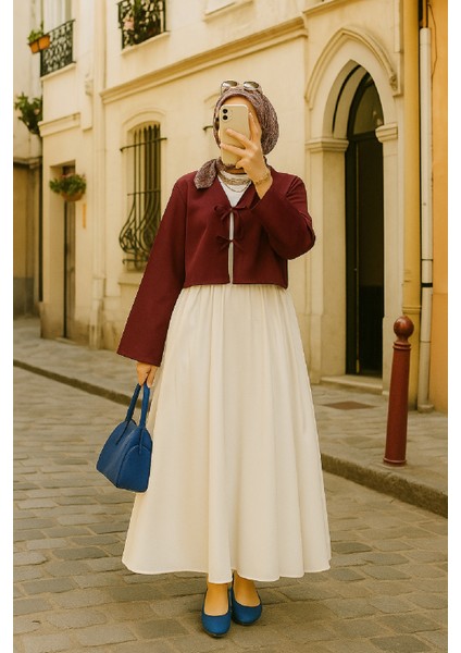 Kadın Bordo Kısa Kimono Ceket – Zarif ve Şık Kombin Parçası fırsatları