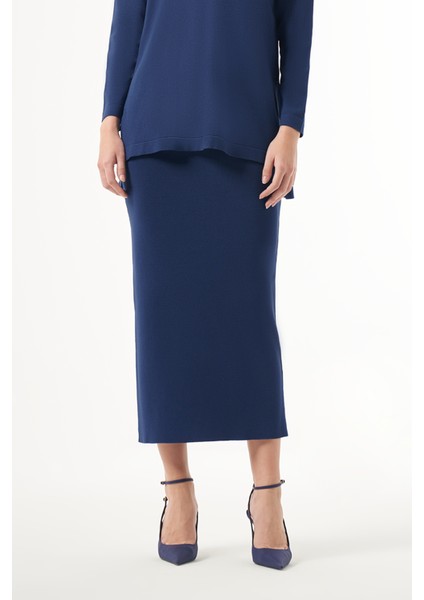 Merserize Çelik Örme Etek 013 Lacivert