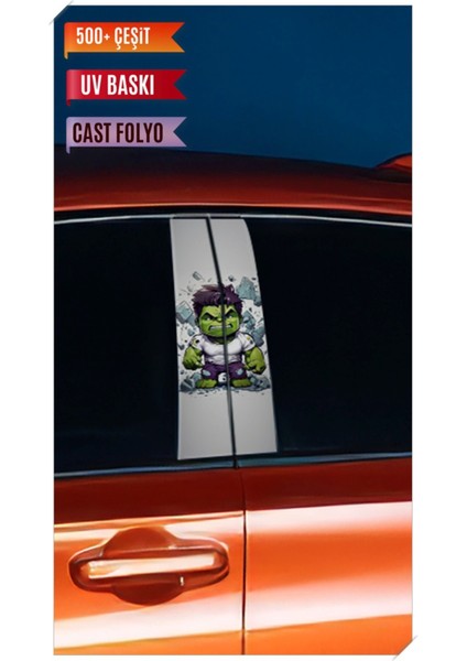 Araç Kapı Direk Kaplama Folyosu Hulk Desenli (Sağ Sol Takım) (2 Adet) - 22X50 cm