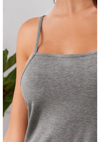 Kadın Gri Ip Askılı Penye Gecelik – Modern ve Şık Tasarım fırsatları