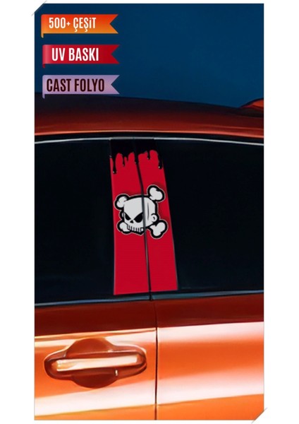 Araç Kapı Direk Kaplama Folyosu Desenli (Sağ Sol Takım) (2 Adet) - 22X50 cm