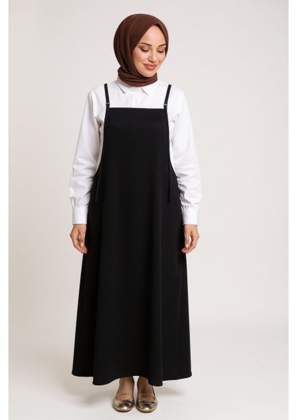 Kadın Siyah Basic Ayarlanabilir Askılı Jile Elbise – Şık, Rahat ve 4 Mevsim Kullanıma Uygun