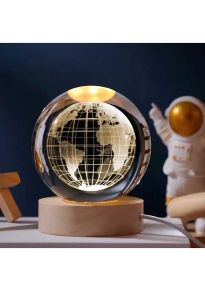 Dunya Tasarımlı Işıklı Cam Küre Cap 6 cm Kod 55