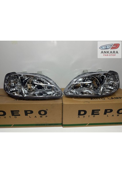 Honda Civic Ies Makyajlı Kasa Sedan 1999-2001 Far Lambası Sağ-Sol Takım (Makyajlı Kasa-2 Far-Depo Marka)