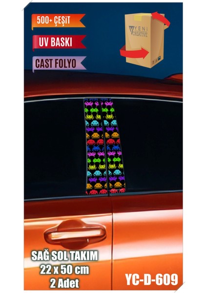 Araç Kapı Direk Kaplama Folyosu Desenli (Sağ Sol Takım) (2 Adet) - 22X50 cm