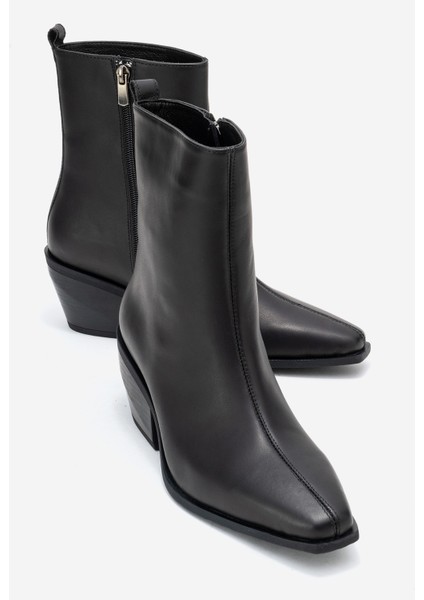 Lexıa Siyah Cilt Hakiki Deri Kadın Western Bot