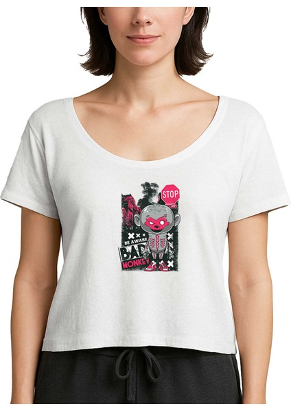 Bad Monkey Animation Beyaz Kadın Tişört