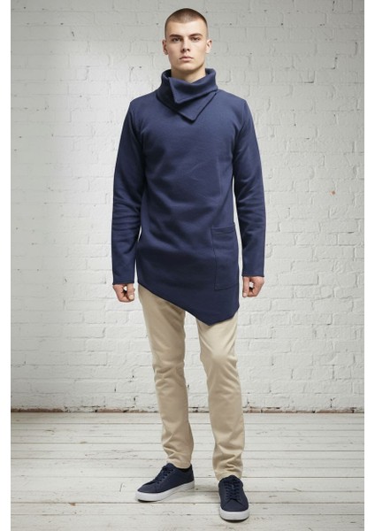 BS-2025-016-ŞAL Yaka Asimetrik Kesim Sweatshirt