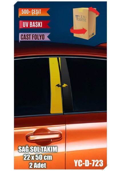 Araç Kapı Direk Kaplama Folyosu Desenli (Sağ Sol Takım) (2 Adet) - 22X50 cm