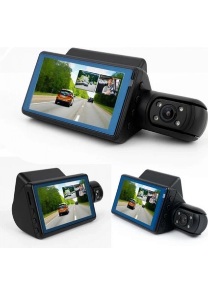 A68 Çift Lensli Full Hd 1080P Araç Içi Kamera 170 Geniş Açı, G-Sensör, 3" Lcd, Döngü Kayıt fiyatları