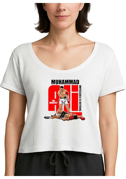 Muhammad Ali The Greatest Beyaz Kadın Tişört