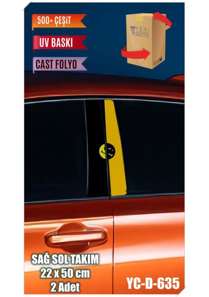 Araç Kapı Direk Kaplama Folyosu Desenli (Sağ Sol Takım) (2 Adet) - 22X50 cm