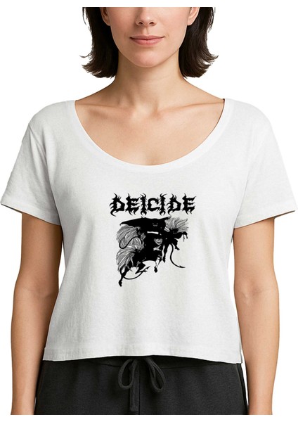 Deicide Band Metal Slayer Beyaz Kadın Tişört
