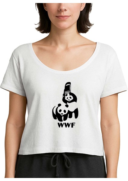 Ufc Wwf Panda Beyaz Kadın Tişört
