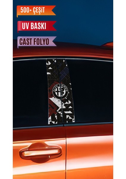 Araç Kapı Direk Kaplama Folyosu Araba Markaları (Sağ Sol Takım) (2 Adet) - 22X50 cm