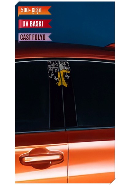 Araç Kapı Direk Kaplama Folyosu Kill Bill Desenli (Sağ Sol Takım) (2 Adet) - 22X50 cm