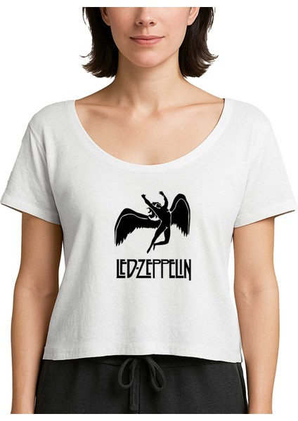 LED Zeppelin Black Angel Beyaz Kadın Tişört
