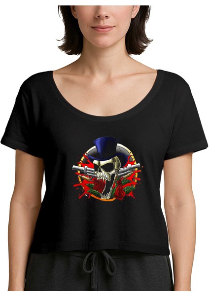 Guns N Roses Mr Skull Siyah Kadın Tişört
