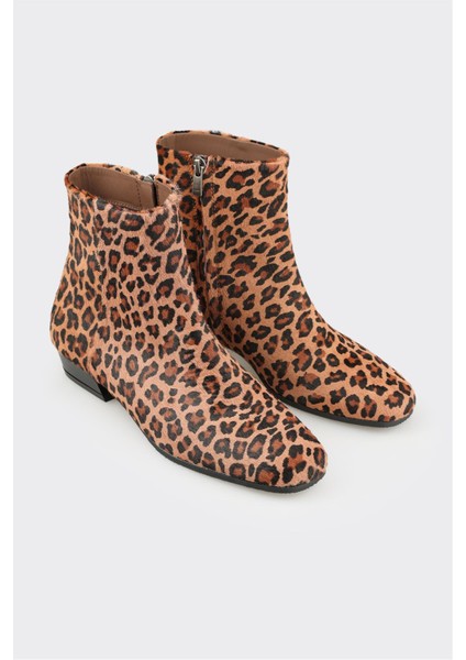 Taba Hayvan Desenli Deri Kadın Klasik Bot fiyatları
