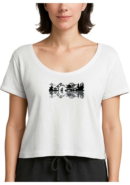 Black Chinese Reflection View Beyaz Kadın Tişört