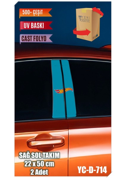 Araç Kapı Direk Uyumlu Kaplama Folyosu Desenli (Sağ Sol Takım) (2 Adet) - 22X50 cm
