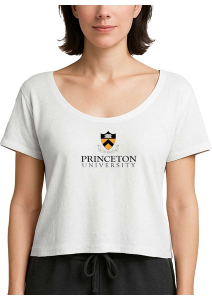 Princeton University Text Logo Beyaz Kadın Tişört