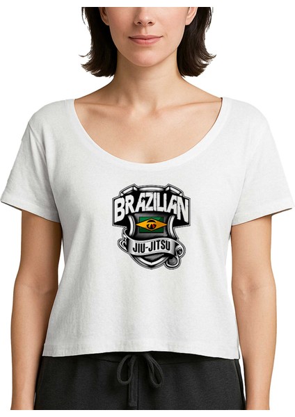 Brezilya Jiujitsusu Beyaz Kadın Tişört