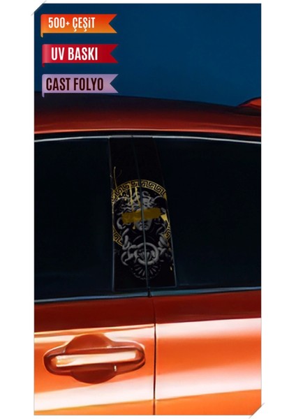 Araç Kapı Direk Kaplama Folyosu Desenli (Sağ Sol Takım) (2 Adet) - 22X50 cm