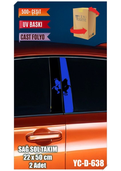 Araç Kapı Direk Kaplama Folyosu Desenli (Sağ Sol Takım) (2 Adet) - 22X50 cm