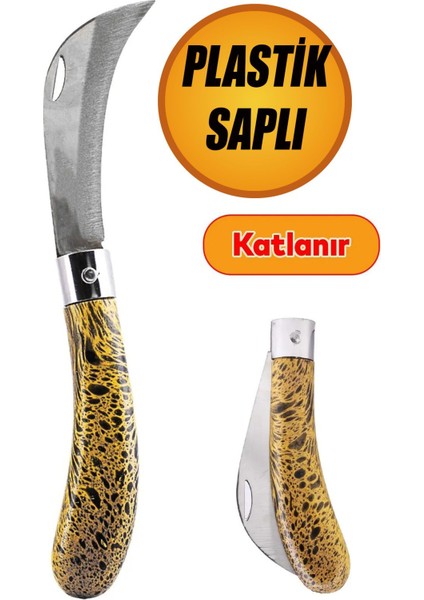 Plastik Saplı Bıçak Soğuk Aşı Macunu Profesyonel Çelik Eğri Uç Bağ Ağaç Budama Bıçağı