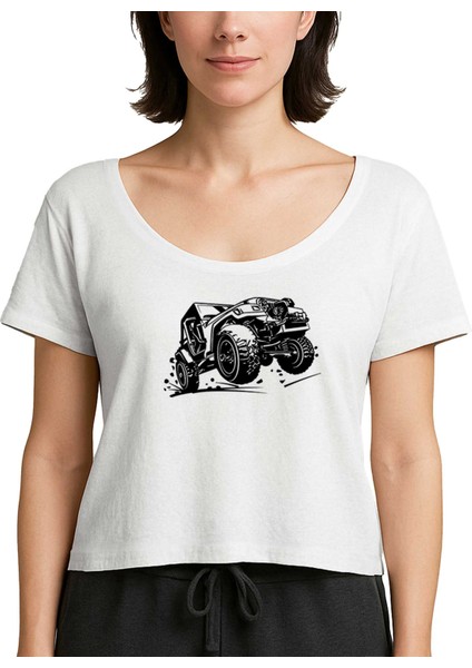 Jeep Off-Road Beyaz Kadın Tişört
