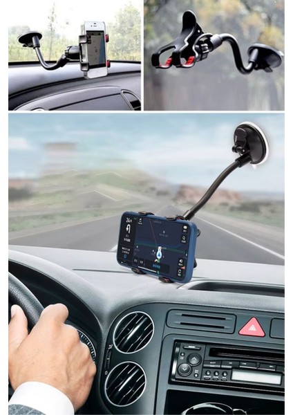 Buffer® Akrobat Cama Sabitlenen Güçlü Vakumlu 360 Derece Dönen Tüm Modellere Uyan Oto Telefon Tutucu