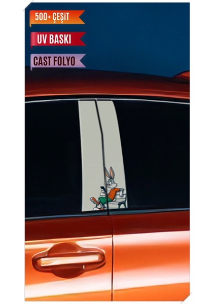 Araç Kapı Direk Kaplama Folyosu Bugs Bunny Desenli (Sağ Sol Takım) (2 Adet) - 22X50 cm
