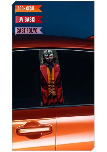 Araç Kapı Direk Kaplama Folyosu Joker Desenli (Sağ Sol Takım) Uyumlu (2 Adet) - 22X50 cm