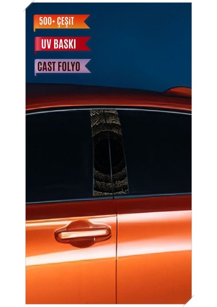 Araç Kapı Direk Kaplama Folyosu Desenli (Sağ Sol Takım) (2 Adet) - 22X50 cm