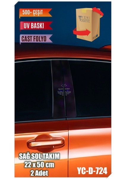 Araç Kapı Direk Kaplama Folyosu Desenli (Sağ Sol Takım) (2 Adet) - 22X50 cm