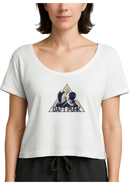 Daft Punk Triangle Beyaz Kadın Tişört