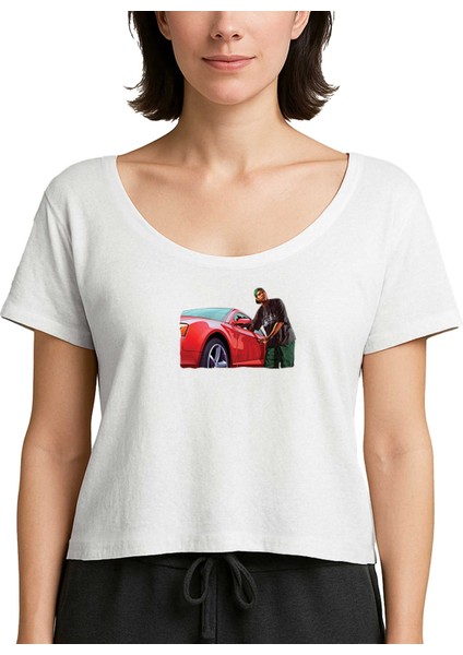 Gta Car Thief Man Beyaz Kadın Tişört