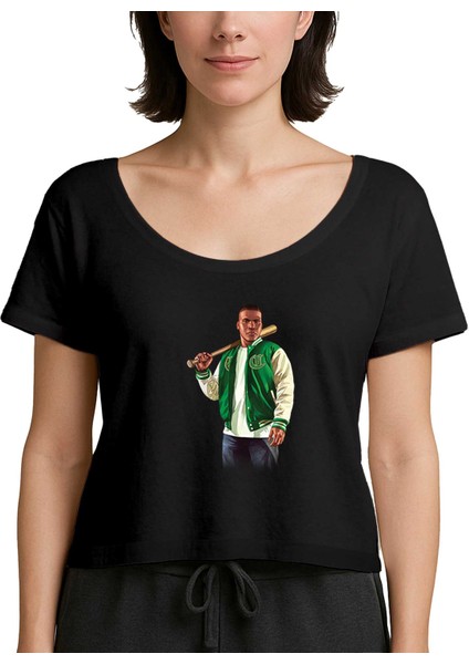 Gta College Robber Man Siyah Kadın Tişört