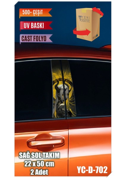 Araç Kapı Direk Kaplama Folyosu Kadın Desenli (Sağ Sol Takım) (2 Adet) - 22X50 cm