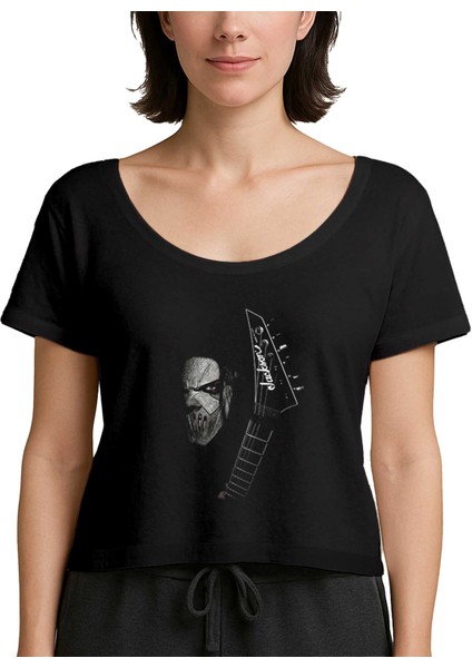 Slipknot Mick Thomson Guitar Siyah Kadın Tişört