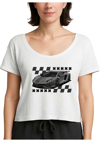Lamborghni Huracan Beyaz Kadın Tişört