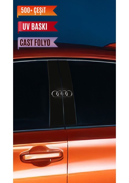 Araç Kapı Direk Kaplama Folyosu Araba Markaları (Sağ Sol Takım) (2 Adet) - 22X50 cm