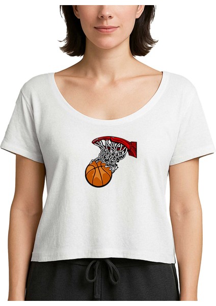Basketball Hoop Beyaz Kadın Tişört