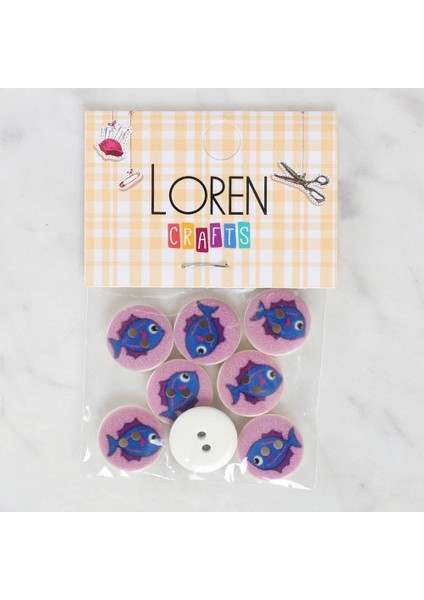 Loren Crafts 8'li Balık Düğme - 1186