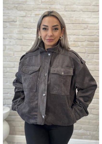 Gri Yumuşak Dokulu Fermuarlı Kadın Bomber Ceket fiyatları