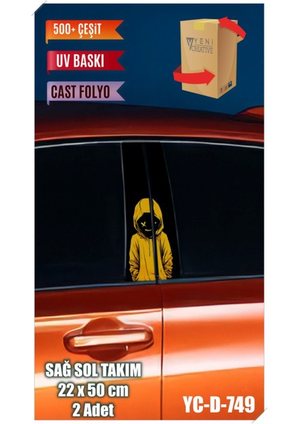 Araç Kapı Direk Kaplama Folyosu Desenli (Sağ Sol Takım) (2 Adet) - 22X50 cm