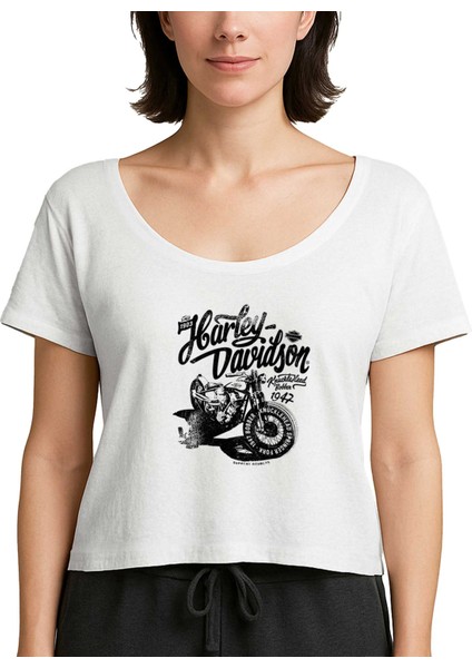 Harley Chopper Support Bobbers Beyaz Kadın Tişört