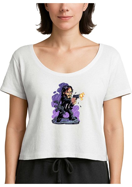 John Wick Chapter 4 Digital Illustration Siyah Kadın Tişört