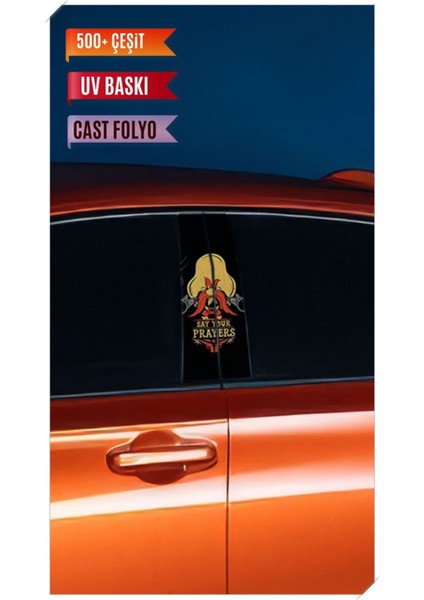 Araç Kapı Direk Kaplama Folyosu Desenli (Sağ Sol Takım) (2 Adet) - 22X50 cm Uyumlu